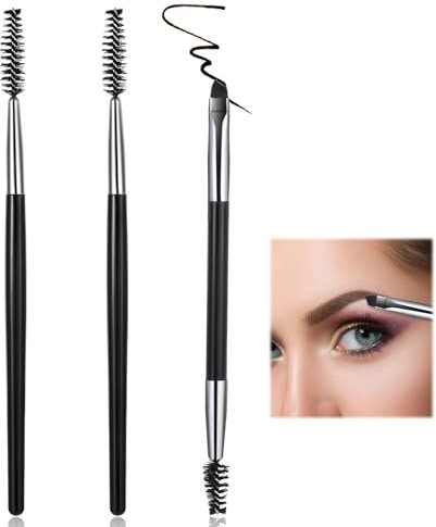 cobee 3 brochas de doble extremo para cejas, peine de pestañas, cepillo de tinte de cejas, cepillo delineador de ojos, herramientas de maquillaje para aseo, levantamiento de cejas, aplicación de cera