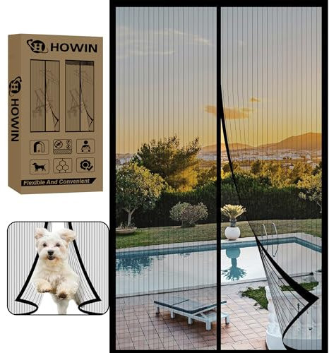 HOWIN Zanzariera Magnetica, Tenda Zanzariera Porta Finestra 120x240CM, Zanzariere Magnetiche Per Porte Finestre (Nero)