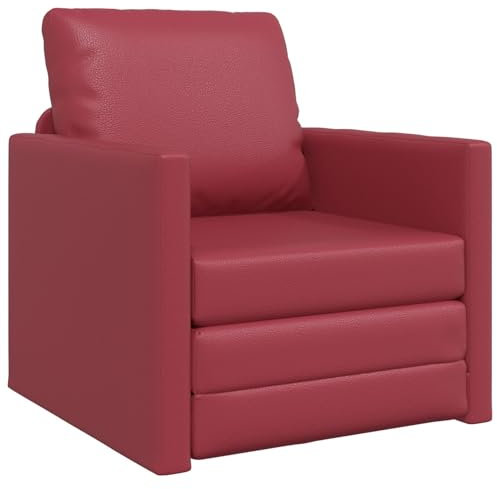 vidaXL Bodensofa-Bett 2 In 1 Burgunderrot 74X77X81 cm Kunstledersessel Zum Lesen Und Lounge-Sitzgelegenheiten Modern Stylisch Ergonomisch Innen Kompakt