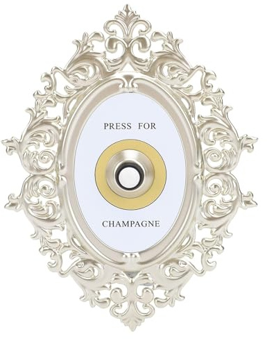 Metal Champagne Button Sign, Ring Mini Press for Champagne Button, Champagne Themed Decor Wall Plaque Ornament, Retro Decorative Doorbell, Suitable for Tables Countertops