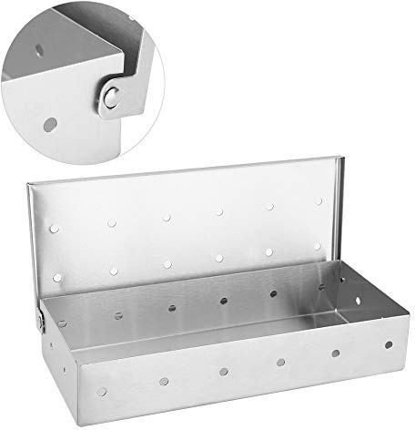 KIMISS BBQ Smoker Box - Large Capacity Stainless Steel Wood Chip Smoking Container for Charcoal and Gas Grills