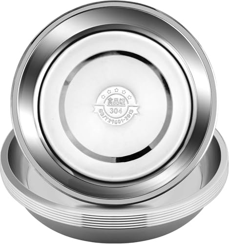 Kinmsito 6 Stück Runde Teller Aus Edelstahl 304, Essteller, 23.9 cm