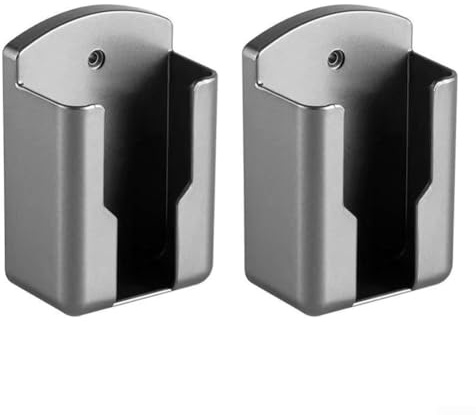 Lot de 2 supports muraux autocollants pour télévision, climatiseur, télécommandes de ventilateur, noir, blanc ou gris (gris)