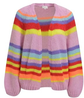 Milano Italy Damen Offener Kurz-Cardigan mit Streifenmuster
