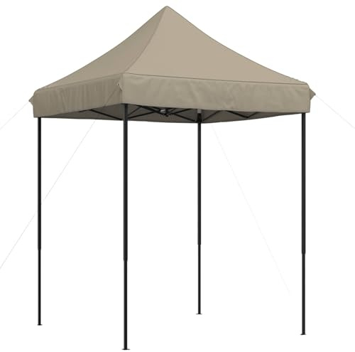 vidaXL Party-Zelt Taupe 200 x 200 x 306 cm Oxford-Stoff, Gartenpavillon, modernes Freiluftzelt, tragbares Partyzelt, Hochzeitszelt, Grillunterstand, Markt-Gazebo