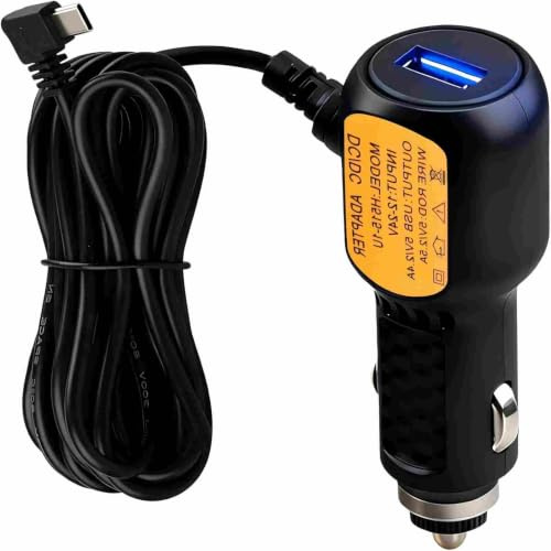 Dash Cam Hardwire Kit 3.5m USB C Car Charger Cable with Extra USB Port | Dashcam Power Lead Adapter for Nextbase Garmin GPS Car DVR Smartphones | 11.5 ft Extra Long Charging Cable | 12V to 5V 2.5A