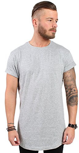 Urban Classics Men's Shaped Long T-Shirt, grey, Large (Manufacturer Size: L)