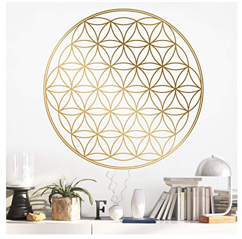Grandora Wandtattoo Blume des Lebens I Silbergrau (BxH) 75 x 75 cm I Schlafzimmer Wohnzimmer Sticker Aufkleber Wandaufkleber Wandsticker Mandala Folie W940