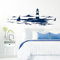 Grandora Skyline Küstenlandschaft Leuchtturm I dunkelblau 167 x 58 cm I Bad Wohnzimmer Schlafzimmer Aufkleber Wandaufkleber Wandsticker Modern W974