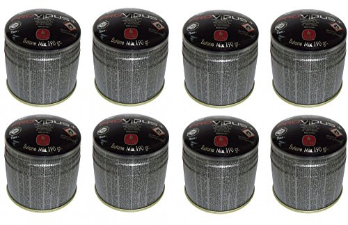 Universal Gaskartusche 190 gr. | 8 Stück mit Gas-Stop-System