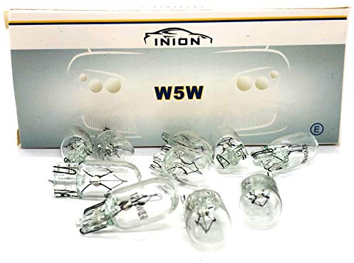 INION 10 Stück-Set KFZ Beleuchtung PROFIWARE Glassockel Lampe Halogen 12V Autolampen (10x W5W)
