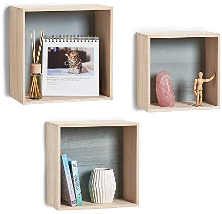 Zeller Wand-Regal-Set Cubes, 3-teilig, Holz Wandregal, Holz, Grau, 33 x 33 x 18 cm