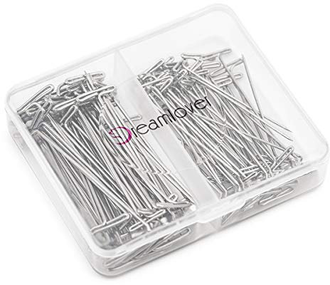 Dreamlover T Perücke Nadeln, Stricken T Nadeln Rostfrei, Perückenkopf Nadeln, T Pins for Wigs, 100 Stück(38mm&51mm)