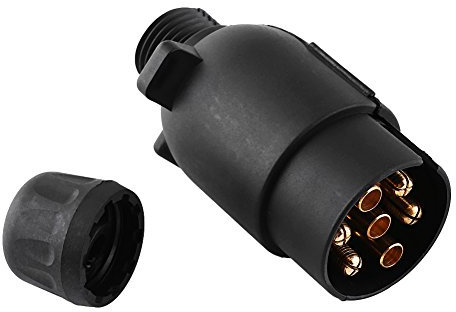 Keenso - Enchufe de Remolque de plástico Tipo N de 12 V y 7 Redondo de 7 Resistente al Agua, Conector de Extremo de Remolque, Conector Negro para remolques, semirremolques, caravanas