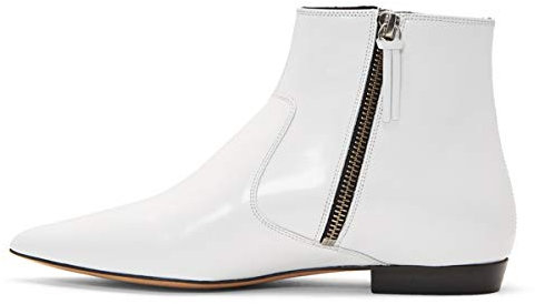 XYD Damen-Stiefeletten, formell, spitz, geschlossener Zehenbereich, niedriger Absatz, Bürokleid, Schuhe mit doppelseitigem Reißverschluss, Weiss/opulenter Garten, 39 EU
