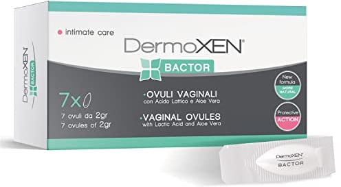 DERMOXEN BACTOR Vaginales Eizellen Desinfektionsmittel und Fungizid. Schützt vor bakterieller und Pilz bedingte Vaginose und Vaginitis. Lindernt bei Brennen und Juckreiz. 7 Stücke