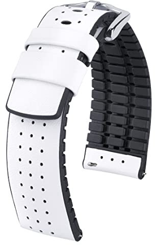 HIRSCH Herren Performance Uhrenarmband Modell Tiger 22 mm Weiß