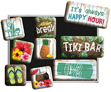 Nostalgic-Art Retro Kühlschrank-Magnete, 9 Stück, Tiki Bar – Geschenk-Idee als Bar-Zubehör, Magnetset für Magnettafel, Vintage Design