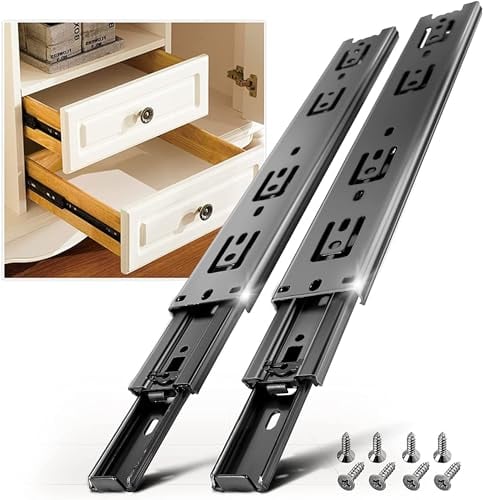 AOLISHENG Guias Correderas Para Cajones 250mm Rieles Para Cajones Extensión Completa 45 KG Capacidad Carga Guías Laterales Para Cajones Con Rodamiento de Bolas 1 par (2 piezas)