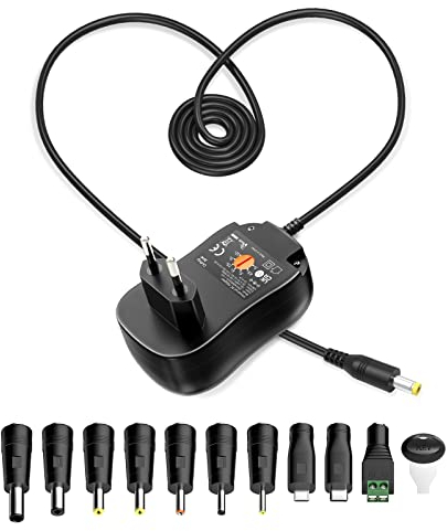 34 W Universal-Ladegerät für Computer, Multi-Spitze, Trafo, 220 V, 6 V, 3 V, 4,5 V, 5 V, 7,5 V, 12 V, Netzteil 9 V, 1 A, 2 A, Adapter AC DC, mit USB-Port 5 V, 10 DC, Anschluss für Haushaltsgeräte