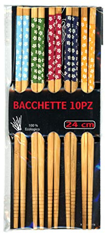Varillas de colores sushi chino japonés de bambú, juego de 10 unidades, 5 colores
