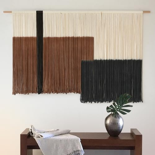 Flber Großer Makramee-Wandbehang, Dip-Dye-Technik, Wandteppich aus Fasern, Boho-Stil, Schlafzimmerdekoration, 145 cm B x 89 cm L