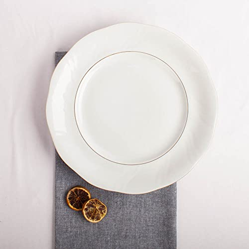 FranquiHOgar - Piatto grande da portata, sottopiatto in porcellana bianca con bordo oro 29 cm ø | Lubeck