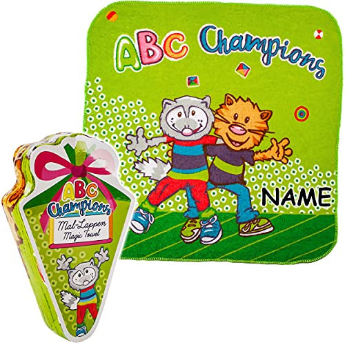 alles-meine.de GmbH Schule & Schulanfang Artikel frei wählbar magisches Handtuch/Waschlappen - Zauberwaschlappen - ABC - inkl. Name - Schulanfänger - grün - Frottee aus 100..