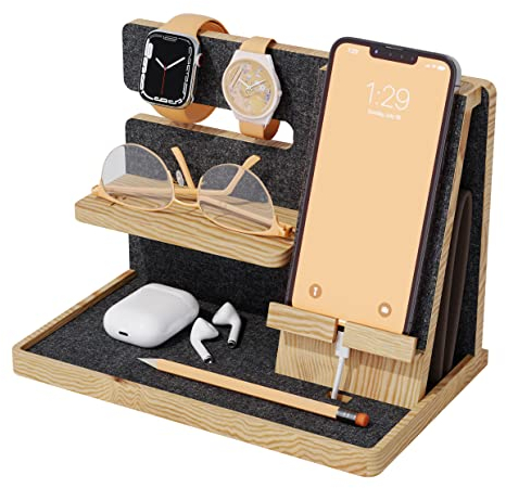 PAGONGO Geschenke für Männer Weihnachten, Holz Dockingstation, Geschenkideen für Männer, Männer, Geschenke für Väter, Herren Geschenk, Mann, Men Gift, Schwarz