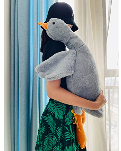Tanha Gans Kuscheltier, Kuscheltier Gans, Kuscheltier Plushie, Kawaii Kuscheltier Plush, Ente Kuscheltier, Großes Gänse-Stofftier (Den grauen., 90cm)