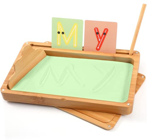 Montessori sandtablet Frühes Training Buchstaben und Zeichens pielzeug Holz Montessori Sandtisch Lerns pielzeug für Frühe motorische Entwicklung bei Kindern (grün)