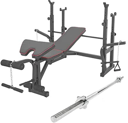 Multifunktionale Hantelbank mit Langhantel 180 cm verstellbare Hantelbank Fitnessstation mit gerader Langhantel