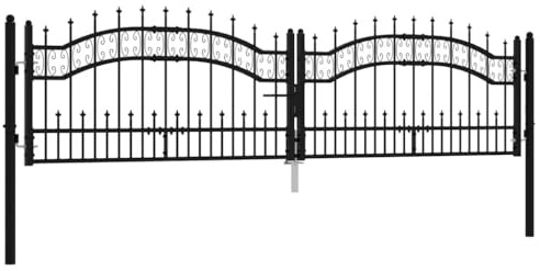 vidaXL Portail et sommet de lance Noir 305x120 cm Acier enduit poudre