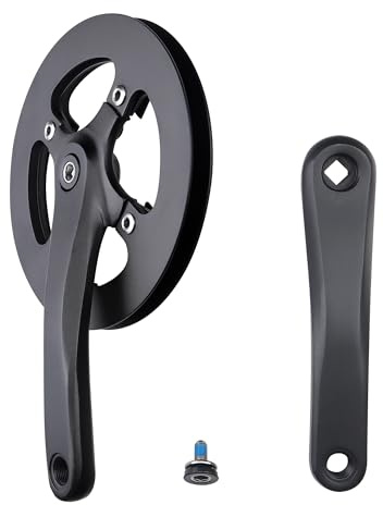 WEEROCK E Bike/Bike Kurbelgarnitur 1 Stück/Einzelne 42T Kettenblatt Kurbelgarnitur mit Aluminiumlegierung Doppelkettenabdeckung 170 mm Arm für Singlespeed und 6/7/8 Geschwindigkeiten Elektrofahrrad,