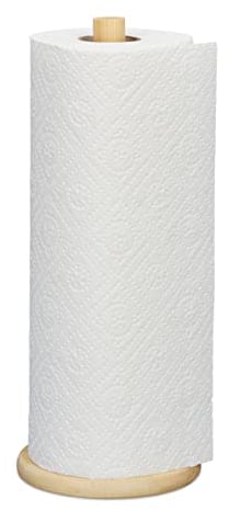 Relaxdays Küchenrollenhalter stehend, Bambus, Rollenhalter für Küche, H x D: 28 x 11,5 cm, Küchenrollenständer, Natur