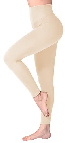 SINOPHANT Leggings Damen High Waist - Blickdicht Leggins mit Bauchkontrolle für Sport Yoga Gym(Light tan,S-M)