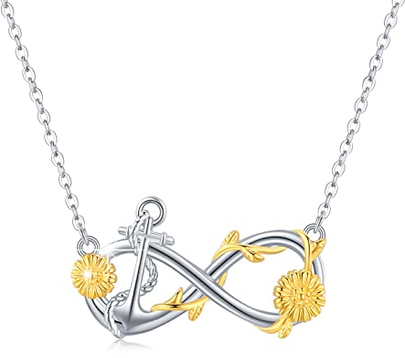 OHAYOO Unendlichkeitszeichen Kette 925 Sterling Silber Gänseblümchen Anhänger Halskette Gold Blume Schmuck für Damen Mutter