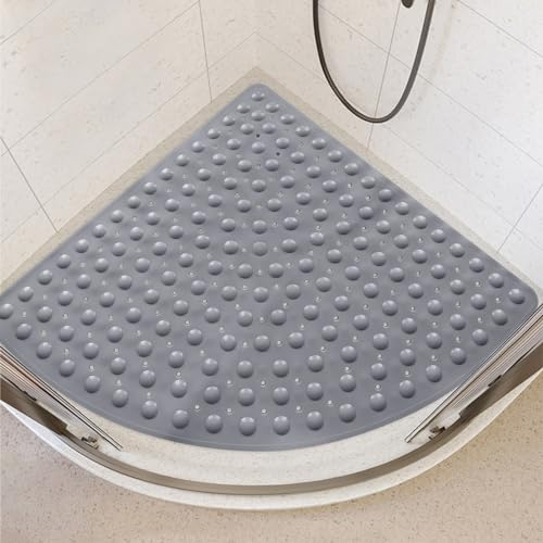 Lurowo Duschmatte rutschfest Eckduschmatte 70 * 70cm, Duscheinlage Dreieckig mit Saugnäpfe für Eckdusche, Dreieckige Antirutschmatte Eckdusche
