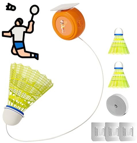 Badminton Training Tool, Self Practice Trainer Aid, Badminton Training Kit Practice Equipment, Self-Study Stretch Badminton Rebound Device Elastic Badminton Trainer Set