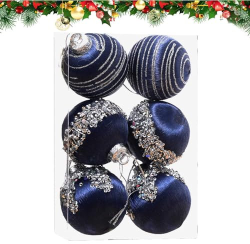 Uozonit - Bola de árbol de Navidad, bolas de árbol de Navidad de terciopelo, juego de bolas de Navidad con cuerda metálica, 6 piezas, para piscina