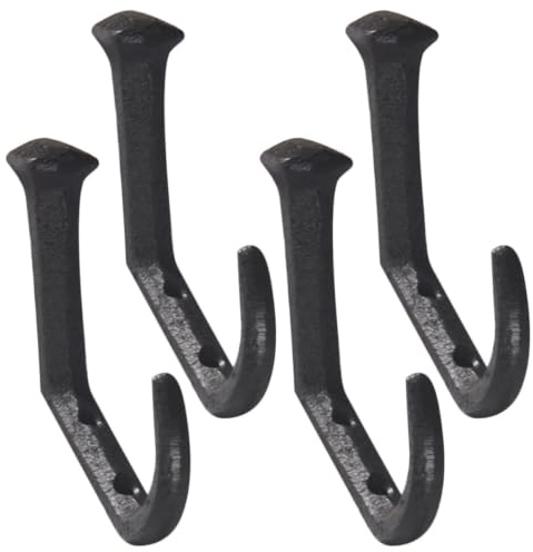 AOKWAWALIY Wandmontierter Taschenhalter, 4 Stück, Gusseisen, gebogen, Nagelhaken, Retro-Wandhaken, Eisenbahn-Spike-Haken, antiker Innenbereich, rustikaler Schlüsselhaken