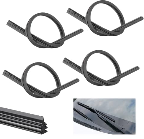 Kit de 4 Recharges de Balais d'Essuie-Glace en Caoutchouc Noir 800mm - Lames d'Essuie-Glace de Rechange Universelles, Gommes Découpables pour Tous Véhicules, Performance Optimale par Tous Temps