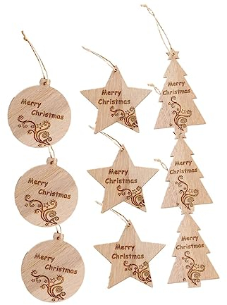 KONTONTY 21St hölzerne hängende Verzierung Weihnachtsbaum holzanhänger Weihnachtsbaum schmuck Holz Weihnachtsanhänger aus Holz Weihnachten Weihnachtsdekorationen Ornament Bambus
