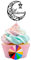 Eid Mubarak Black Mirror Finish Cake Topper for Cupcakes x6 with Wooden Sticks