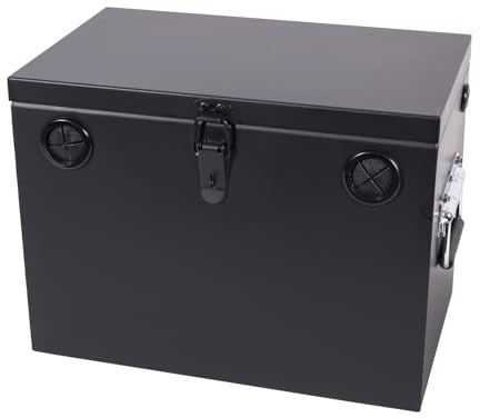 Peastorm Boîte de batterie 12 V pour voiture/camping-car/marine, kit de relocalisation de batterie verrouillable en acier pour remorque, bateau, moteur à la traîne, kayak (groupe 24-31, noir)