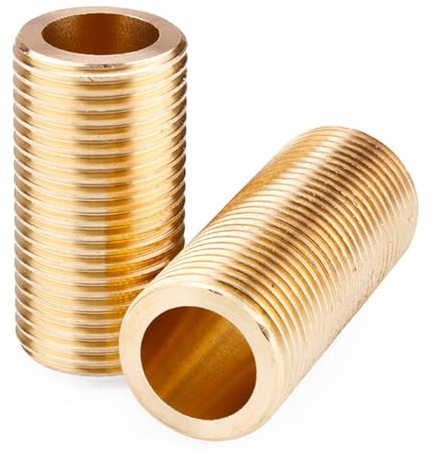 2Pcs Threaded Nipple 3/4 Inch (25mm), Brass Barrel Running Nipple Threaded Rod Fitting for Tank Connectors, 50mm Long, 19mm Inner Diameter