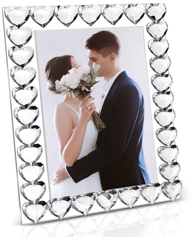 Briwooody 12,7 x 17,8 cm großer Kristall-Bilderrahmen, stehend, transparent, Hochzeitsfotorahmen für Zuhause, Tischdekoration, Boutique, Basteldekoration (Herz)