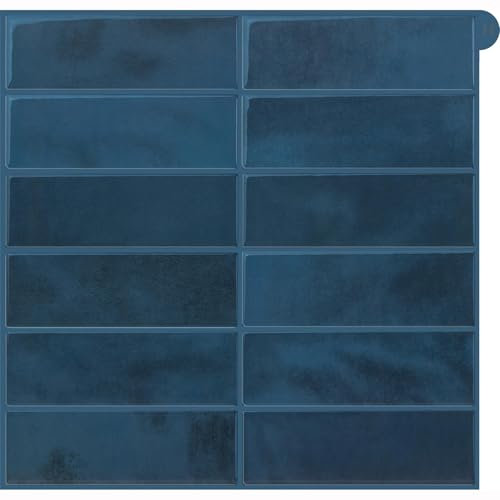 WoStick 3D Stick on Tiles 10 Sheets, Vintage Blue Self Adhesive Wall Tiles Full Size Tile Stickers, Peel and Stick Tile Splashback for Kitchen Bathroom(30.5x30.5cm)