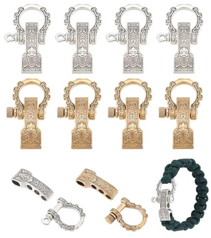 UNICRAFTALE 8 Ensembles 2 Couleurs Réglable en Alliage Vis Goupille Manille Survie Bracelet Fermoirs en Métal Arc Ancre Manille Fermoir D Manille Clip pour Bracelet de Survie 28mm de Long
