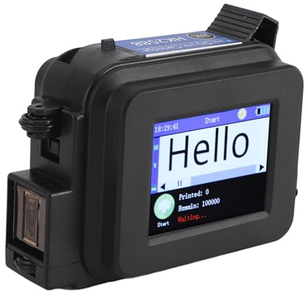 Fabater Impresora de Inyección de Tinta Portátil, Mini Impresora Portátil con Cartucho de Tinta Solvente de Secado Rápido Máquina de Codificación de Inyección de Tinta de Bolsillo (Black)